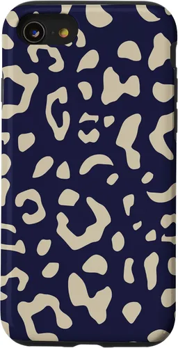 Vista 13 de Funda con estampado de leopardo azul marino beige para iPhone 15