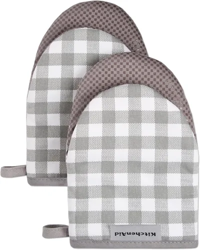 Vista 10 de Juego de 2 manoplas mini para horno Kitchenaid Gingham, Terciopelo Azul, 5.5"x8