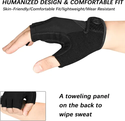 Vista 3 de MOREOK Cycling Gloves Bike Gloves for MenWomen-5MM Gel Pad Half Finger Bicycle Biking Gloves for CyclingWeight LiftingGymMotorcycleRowingOutdoor