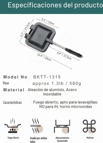Vista 6 de camping moon Sandwichera Arena caliente Solo quemador Gas Fire Open Fire Compact Aluminio TT-1315 (negro)
