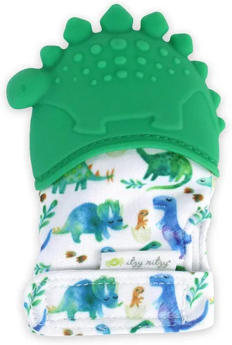 Vista 10 de Itzy Ritzy Manopla de dentición de silicona, manopla calmante para dentición infantil con correa ajustable, sonido arrugado y silicona texturizada