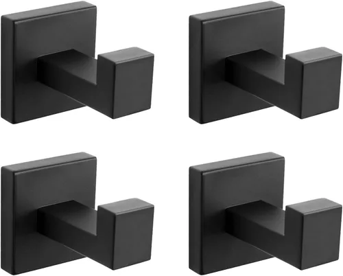 Vista 13 de NearMoon Ganchos cuadrados para toallas de baño -SUS304 de acero inoxidable para colgar batas, ganchos resistentes para baño, sala de estar, hotel