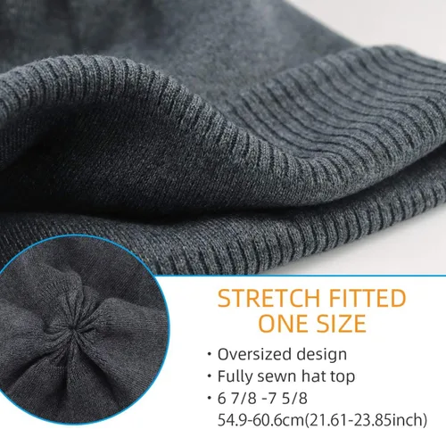Vista 3 de Gisdanchz Gorro de invierno de gran tamaño, 30% cachemira, elástico
