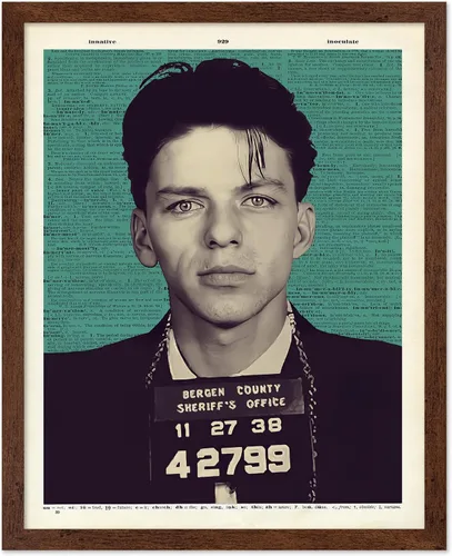 Vista 16 de Monem Art Mugshot Print - Póster retro de ojos azules de Ol' - Arte de diccionario - Diseño de pared de retrato de músico famoso - Gran decoración