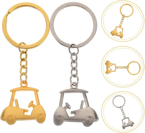 Vista 3 de KESYOO 2 llaveros de golf de metal para carrito de golf, colgante para carrito de golf, colgante de bolsa para regalo de golfista, regalo