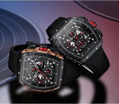 Vista 8 de Mini Focus Mens Watches 3ATM Waterproof Chronograph Movement Watches with Silicon Strap Gifts for Men
