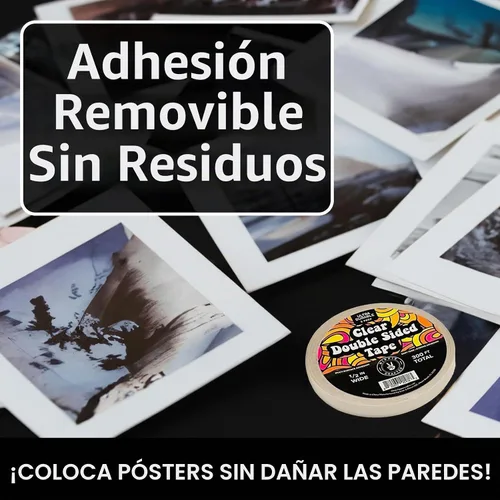 Vista 4 de HIPPIE CRAFTER Paquete de 5 cintas transparentes de doble cara, adhesivo resistente de 1/2 pulgada de ancho, cinta de montaje extraíble para Cinta