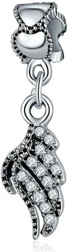 Vista 9 de awaFanee Colgantes de plata 9 piezas cuentas diamantes de imitación CZ encantos europeos aptos Pandora pulsera plateada, Metal, Circonita Cúbica