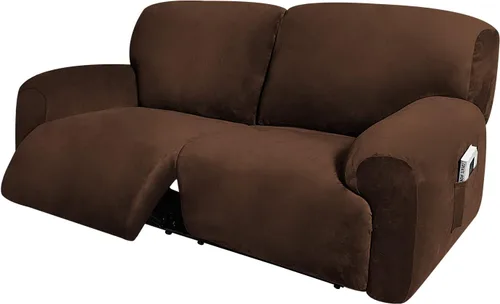 Vista 12 de ULTICOR Funda para sofá biplaza reclinable, extra ancha de 70 a 92 pulgadas, fundas de sofá reclinable elásticas de terciopelo de 6 piezas, funda