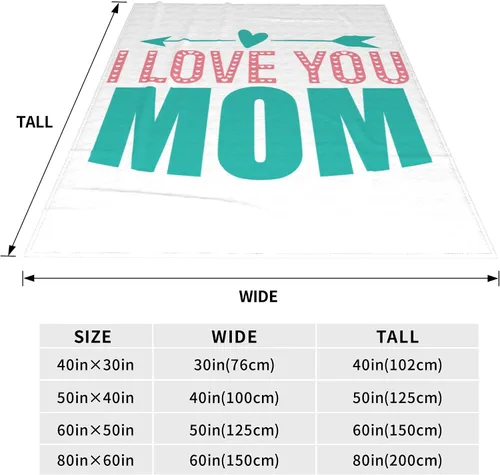 Vista 3 de Manta para mamá, Love You Mom con patrón de flechas acuáticas, manta decorativa de franela suave de 30 x 40 pulgadas para viajes, manta con texto
