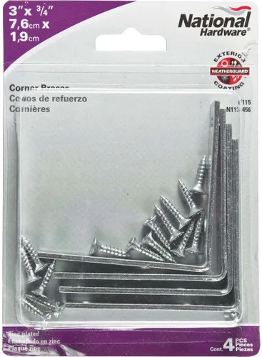 Vista 6 de NATIONAL/SPECTRUM BRANDS HHI N113-456 - Plancha de esquina de 3 x 3/4 pulgadas, paquete de 4