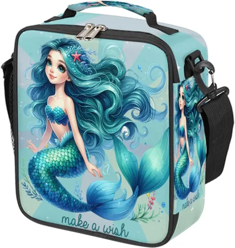 Vista 15 de Pardick Divertida bolsa de almuerzo aislada con calavera de fuego para adolescentes y niños, lonchera portátil reutilizable con correa