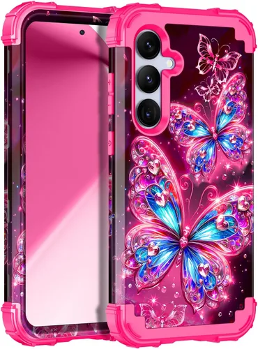 Vista 25 de Miqala Funda para Galaxy S24 5G, brilla en la oscuridad, tres capas, resistente, a prueba de golpes, protección completa, parachoques de plástico
