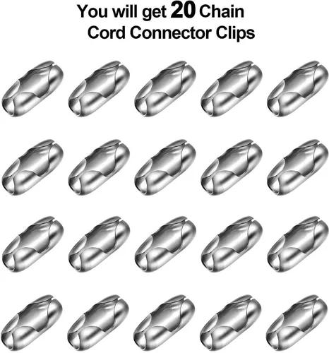 Vista 3 de 20 conectores verticales de cadena para persianas romanas, clips de repuesto para cadena y cable (acero inoxidable, elegante)