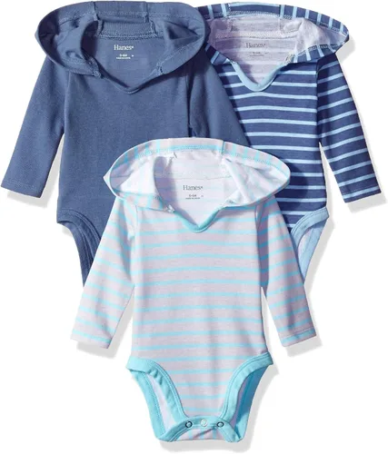 Vista 19 de Hanes Body de manga larga para bebé, sudadera con capucha para niños y niñas, paquete de 3