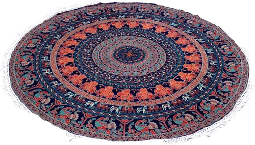 Vista 14 de Tapiz redondo de mandala indio, manta de playa, mantel de algodón gitano hippie bohemio, toalla de playa, esterilla de yoga