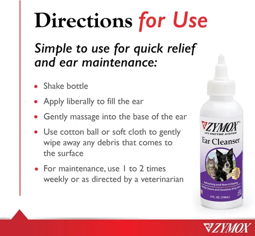 Vista 4 de Pet King Brands ZYMOX - Solución para oídos con hidrocortisona al 0,5% y limpiador de oídos