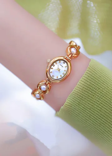 Vista 5 de ADSBIAOYE Elegante reloj de vestir de mujer perla reloj de moda oval dial regalo reloj impermeable para mujer