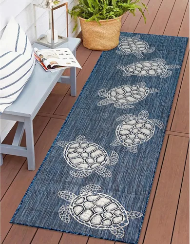 Vista 51 de Liora Manne Marina - Alfombra de área duradera de mezcla sintética tejida a máquina para interiores/exteriores - Gráfico contemporáneo océano global