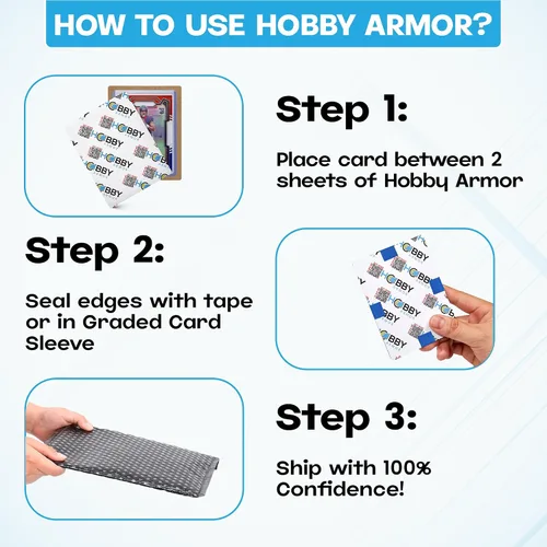 Vista 6 de Hobby Armor - Paquete de 100 protectores de envío de tarjetas coleccionables de 3.5 x 4.5 pulgadas con esquinas redondeadas, protector de tarjetas