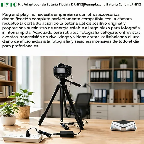 Vista 3 de DR-E12 Acoplador DC LP-E12 Batería ficticia ACK-E12 Kit adaptador de corriente de CA