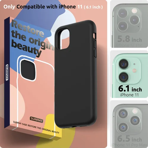 Vista 2 de Surphy - Carcasa de silicona líquida, diseño grueso completo con forro de microfibra, 6.1” para iPhone 11, 2019