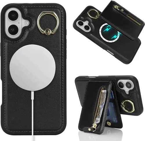 Vista 2 de Funda para iPhone 16 Plus con tarjetero - Negro negro ( A + Black )
