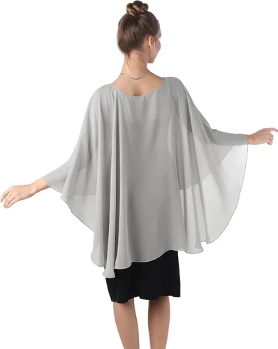 Vista 4 de Baoqiya Capas de gasa Capelets transparentes Poncho de capa larga para mujeres más
