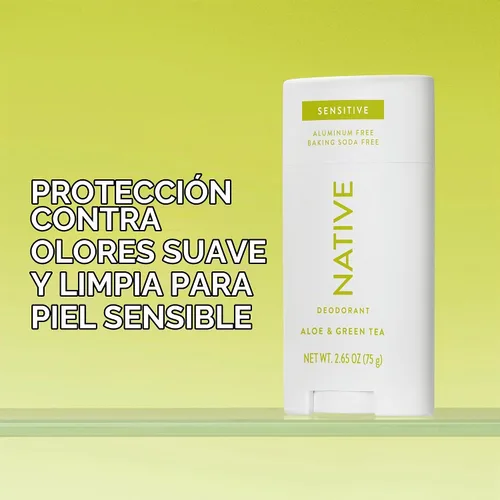 Vista 2 de Native Desodorante sensible para mujeres y hombres, aroma a aloe y té verde