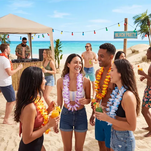 Vista 3 de JOYIN Juguete de 12 unidades de leis hawaianos a granel, flor tropical Lei hawaiana Lei playa Hawaii Luau recuerdos de fiesta decoración suministros