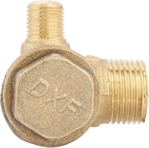 Vista 5 de Válvula de control del interruptor de presión del compresor de aire Latón Rosca macho de 90 grados 3 puertos Válvula de retención Tubo Conector