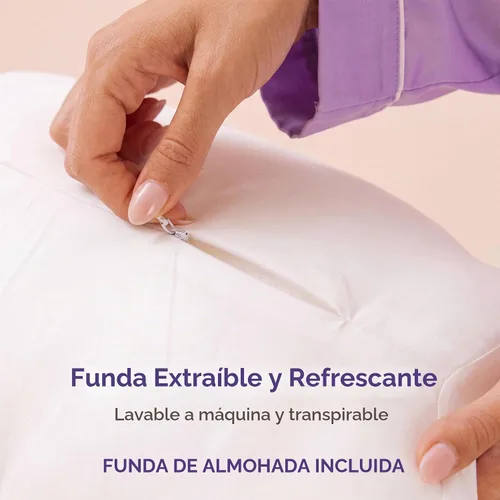 Vista 8 de Cloud - Almohada cervical ergonómica, espuma viscoelástica para Contorno de felpa suave para dormir de lado y de espalda, funda CleanWeave lavable