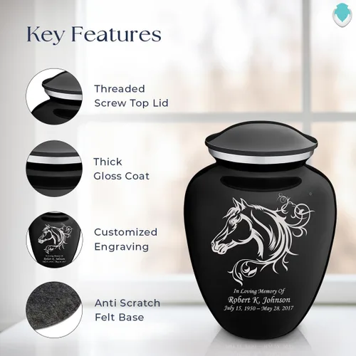 Vista 2 de Geturns Embrace - Urnas de cremación personalizadas para adultos para cenizas humanas, urna funeraria negra grande para hombres y mujeres, 200 libras