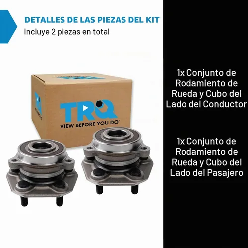Vista 2 de TRQ Juego de 2 rodamientos de rueda delantera y conjunto de cubo compatible con Tesla 3 2020 Y 2018-2019