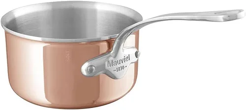 Vista 6 de Mauviel M'6S - Sartén de cobre pulido y acero inoxidable de 6 capas con mango de acero inoxidable fundido, apto para todo tipo de estufas, 0.8