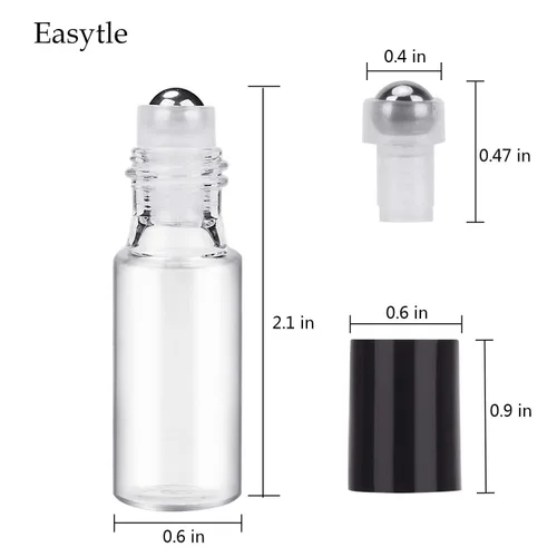 Vista 3 de Easytle Botellas enrollables de aceite esencial, paquete de 24 botellas enrollables de vidrio transparente de 0.17 onzas líquidas para aceites