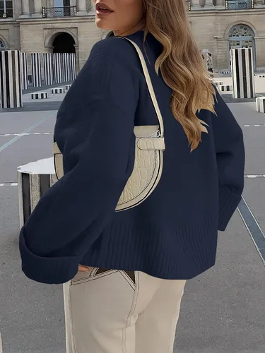 Vista 107 de LOGENE Suéter de gran tamaño para mujer, cuello redondo, manga larga, suave, mullido, suéter de punto 2025 para otoño e invierno