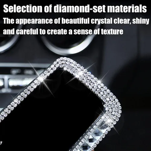 Vista 3 de AUCELI Espejo retrovisor para automóvil, espejo retrovisor interior con diamantes de imitación brillantes con vidrio HD, espejo retrovisor con clip
