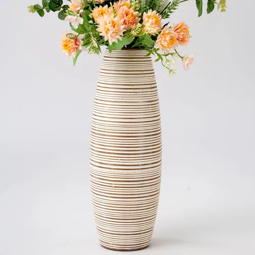 Vista 12 de Leewadee - Florero de piso marrón para hierba de pampas, florero grande para decoración del hogar, 13 pulgadas, resina Deco Vase for sideboard &