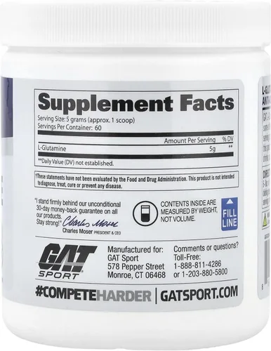 Vista 2 de GAT SPORT L-Glutamina Sin Sabor 10.58oz 10.58 oz