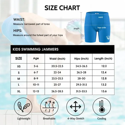 Vista 5 de FitsT4 - Traje de baño deportivo para niños y jóvenes, traje de baño competitivo de secado rápido, pantalones cortos de natación atléticos