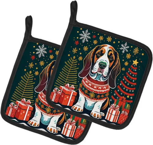 Vista 8 de Affenpinscher - Par de soportes para ollas de Navidad