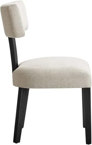 Vista 5 de Modway Nalani - Juego de 2 sillas de comedor sin brazos en tejido jaspeado negro marfil, sillas auxiliares contemporáneas con patas de madera