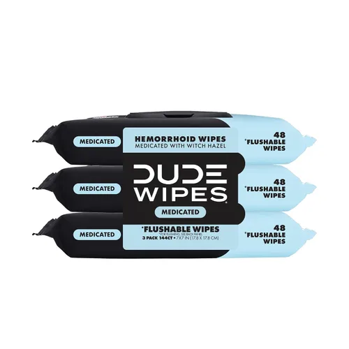 Vista 9 de DUDE Toallitas – Toallitas desechables medicadas – 1 paquete, 48 toallitas – Toallitas húmedas extra grandes para adultos sin perfume – Hamamelis