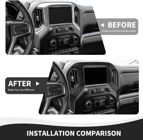 Vista 5 de RAZPOY Cubierta para panel de navegación Silverado, consola central, panel de navegación GPS, compatible con Chevy Silverado 2019-2021 y GMC-Sierra