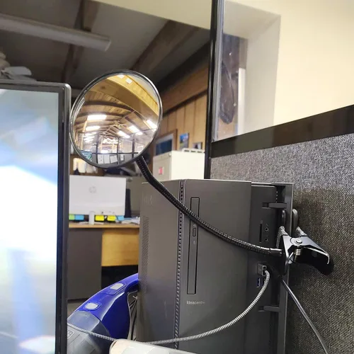 Vista 6 de Espejo de visión trasera de cubículo con clip acrílico Ampper, espejo convexo de seguridad flexible para monitores de visión trasera de escritorio
