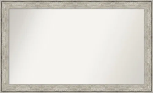 Vista 165 de Amanti Art Espejo de baño plateado para sobre el fregadero, 28 x 37 pulgadas, elegante espejo rectangular de peltre cepillado, marco de madera