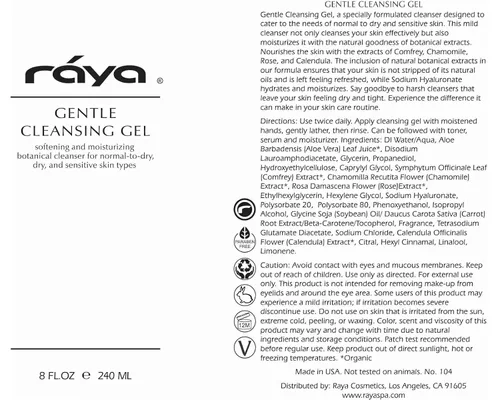 Vista 7 de Raya Gel limpiador facial suave de 8 onzas (104) Limpiador botánico suavizante e hidratante para piel seca y sensible Ayuda a hidratar la tez