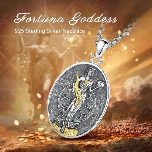 Vista 31 de EUDORA Collar de plata de ley 925 con moneda Hécate, Athena, Perséfono, Nyx, diosa de la luna triple, diosa celta, rueda de Hécate, llave, regalo