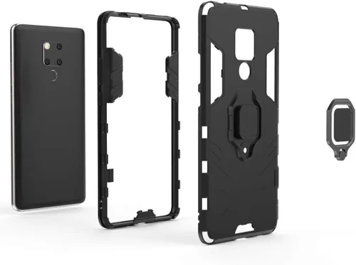 Vista 5 de Compatible con Huawei Mate 20 X, soporte de anillo de metal, a prueba de golpes, carcasa rígida (funciona con soporte magnético para automóvil)